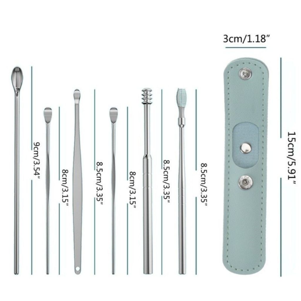 [COMBO 5 CHIẾC] Dụng Cụ Vệ Sinh Tai ALOHOME 6 Chi Tiết Kèm Túi Da Móc Khóa Tiện Lợi, Bộ Chăm Sóc Cá Nhân Mini