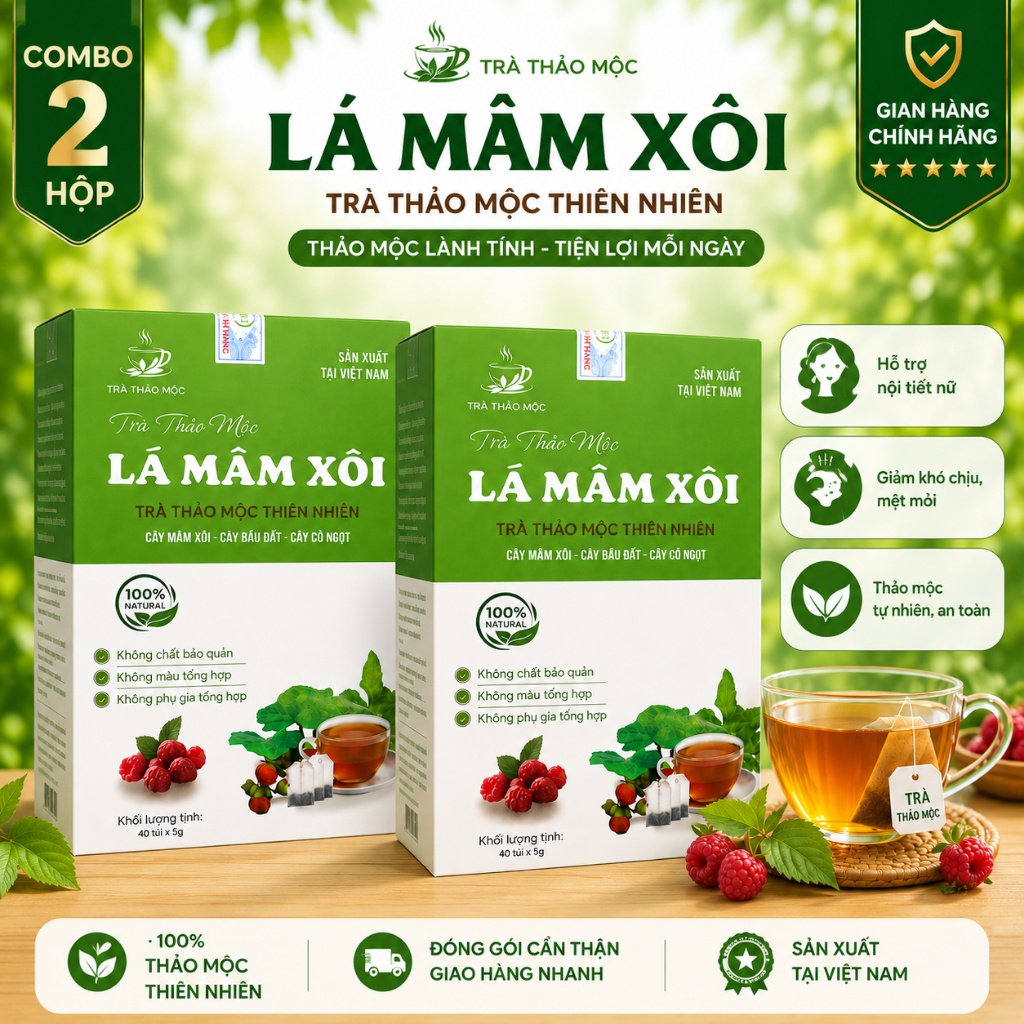 Trà Lá Mâm Xôi Khô Tự Nhiên – Trà Sạch, Đóng Gói Kín, An Toàn Sử Dụng