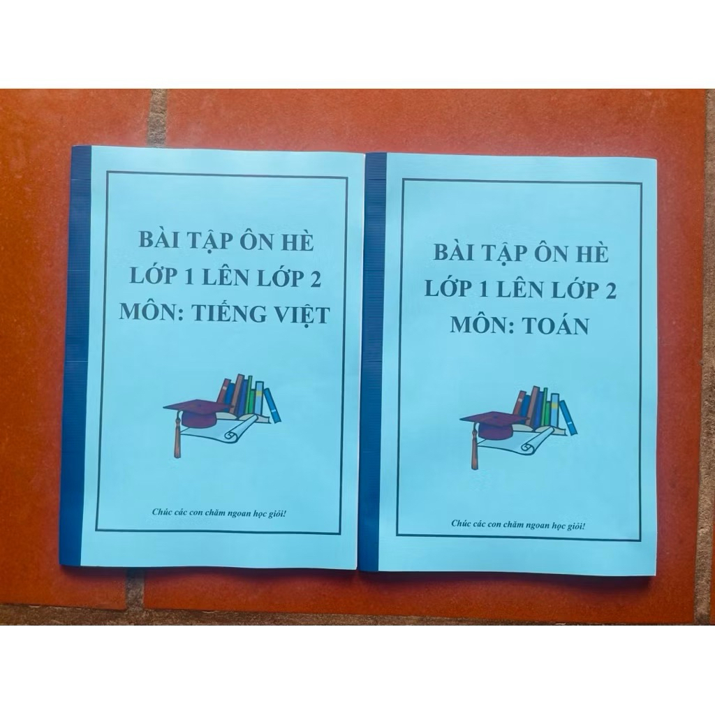 Combo 2 quyển ôn hè toán và tiếng việt cho bé các lớp 1,2,3,4,5