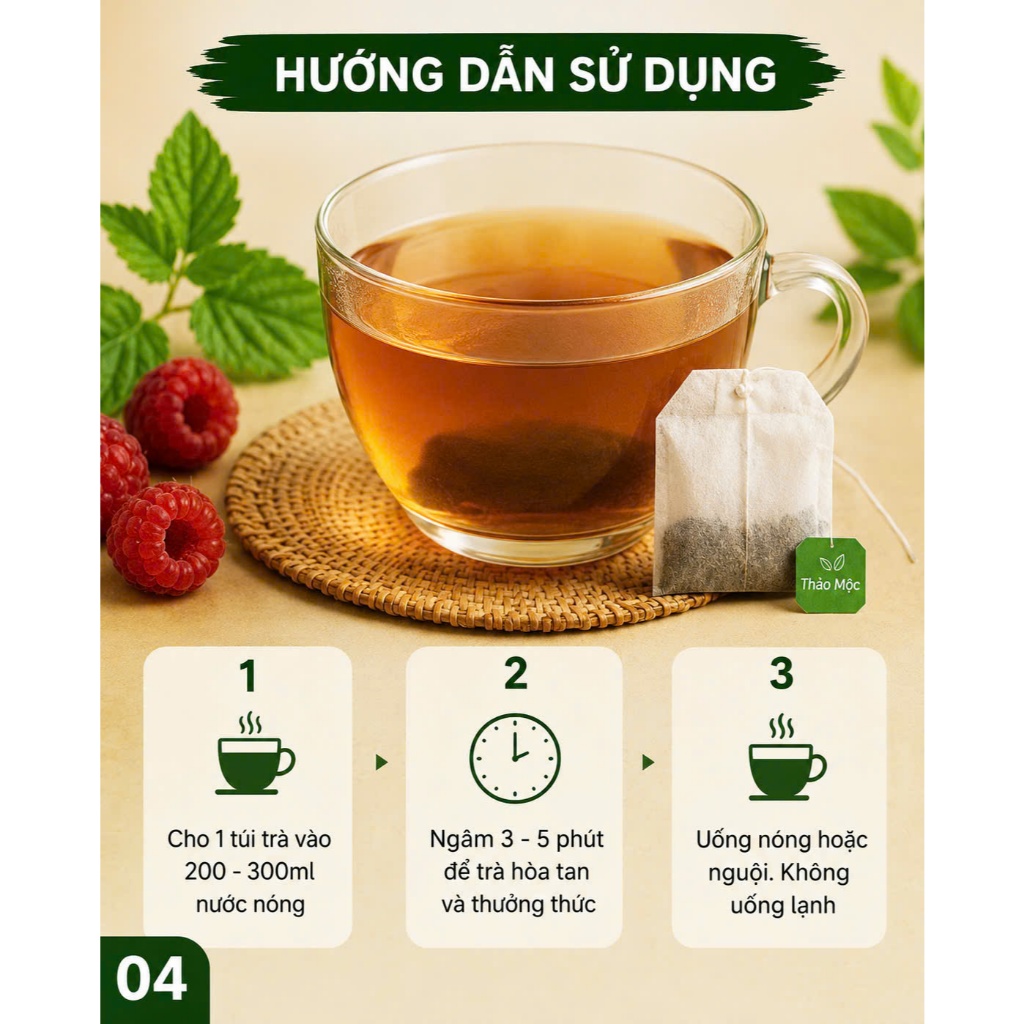 Trà Lá Mâm Xôi Khô Tự Nhiên – Trà Sạch, Đóng Gói Kín, An Toàn Sử Dụng