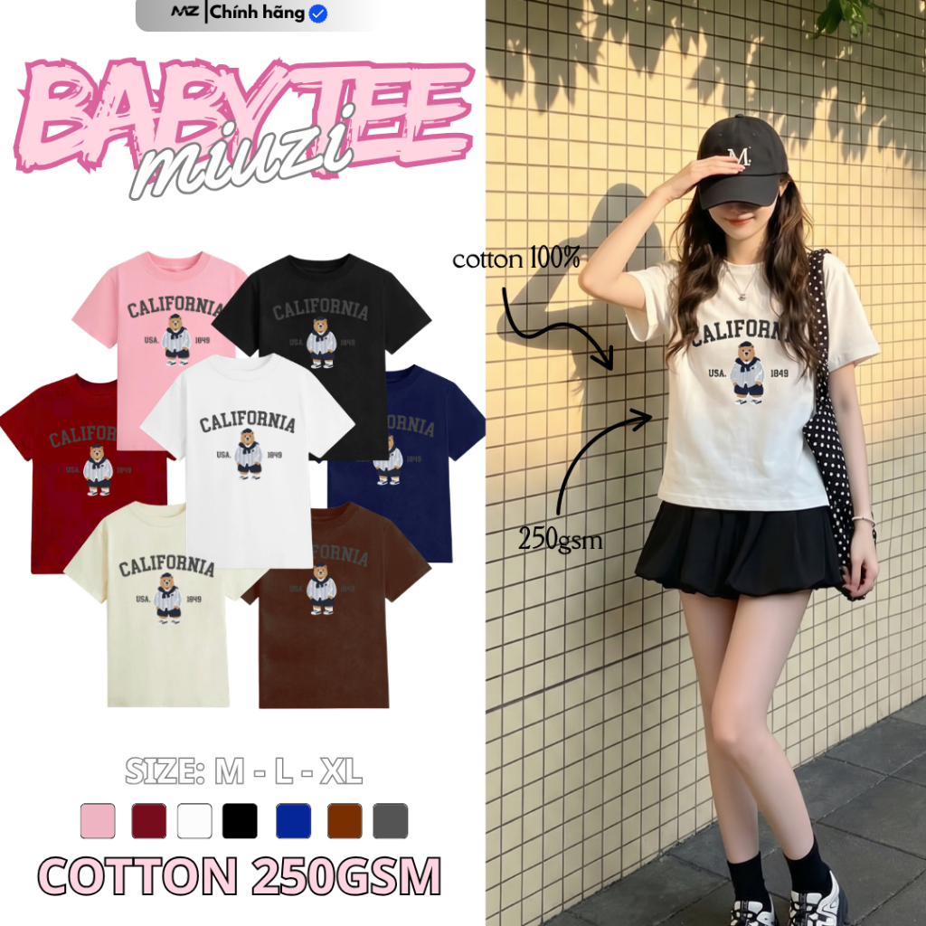 [DEAL MỞ BÁN] Áo Babytee nữ Maison Miuzi MS123 vải cotton 100% in hình gấu gothic, áo BABYTEE ôm dáng Y2K CUTE | BigBuy360 - bigbuy360.vn