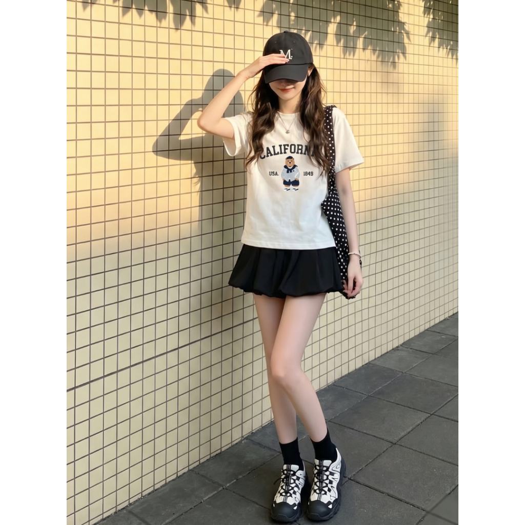[DEAL MỞ BÁN] Áo Babytee nữ Maison Miuzi MS123 vải cotton 100% in hình gấu gothic, áo BABYTEE ôm dáng Y2K CUTE | BigBuy360 - bigbuy360.vn