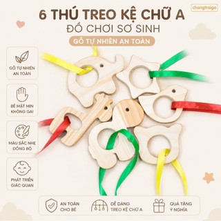 Đồ chơi treo nôi, treo kệ chữ a, hình thú phát triển giác quan cho trẻ sơ sinh Chàng Trai Gỗ