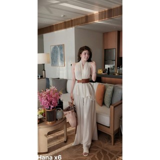 Set áo sát nách yếm cổ V mix quần suông rộng cao cấp Eva hamichi