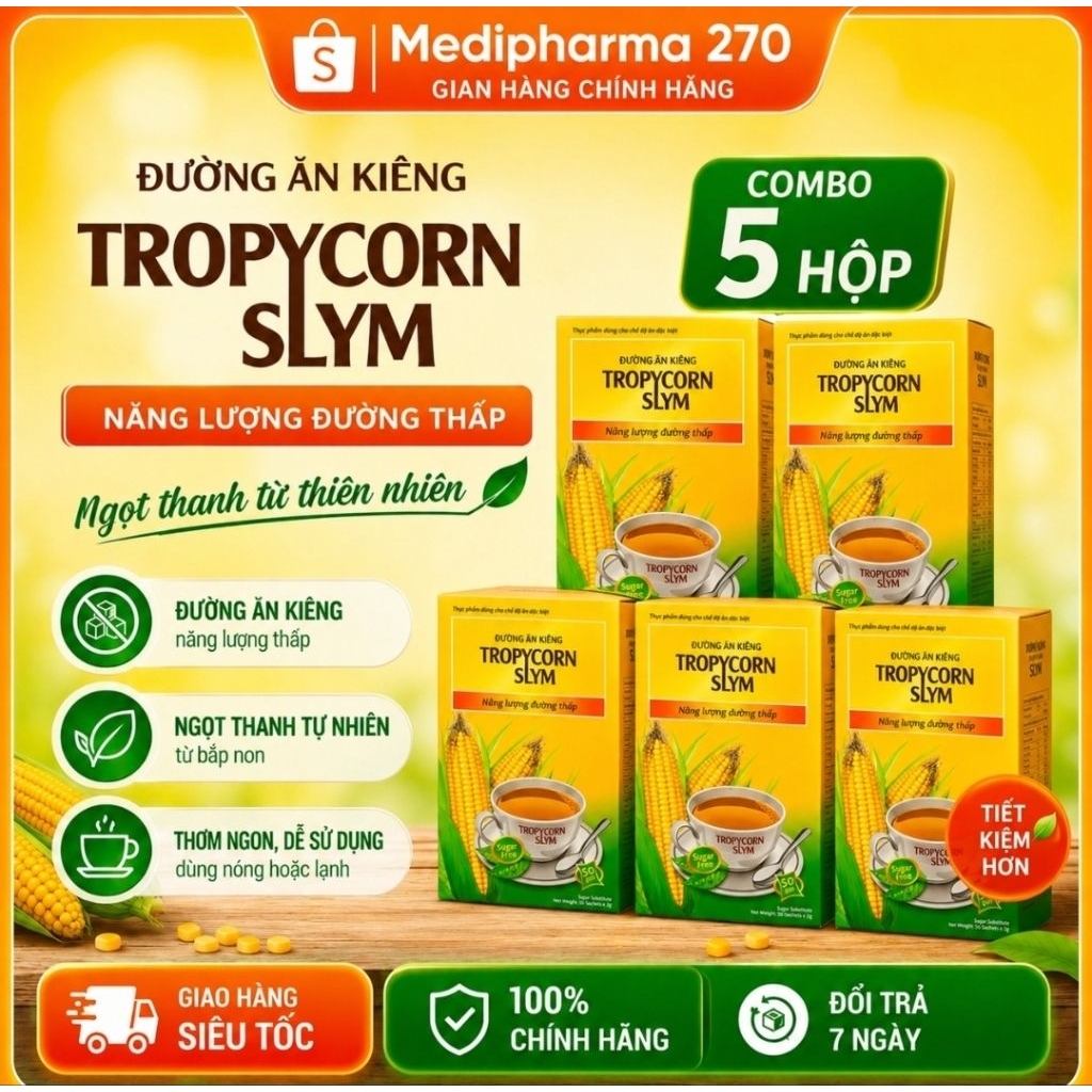 [Mua 3 tặng 2] Đường Ăn Kiêng Tropycon Slym Ít Năng Lượng – Đường Thay Thế Cho Chế Độ Ăn Đặc Biệt, Lành Mạnh