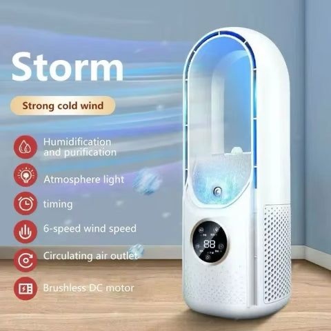 (Loại 1) Quạt Điều Hòa Không Cánh Phun Sương 6 Tốc Độ Làm Mát,​Quạt Có Điều Chỉnh Thời Gian Không Gây Ồn.Bảo hành 1 năm