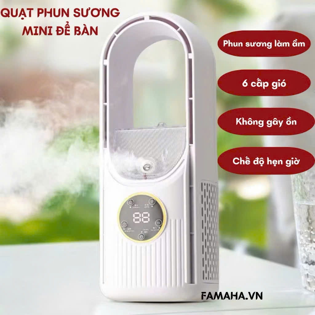 (Loại 1) Quạt Điều Hòa Không Cánh Phun Sương 6 Tốc Độ Làm Mát,​Quạt Có Điều Chỉnh Thời Gian Không Gây Ồn.Bảo hành 1 năm