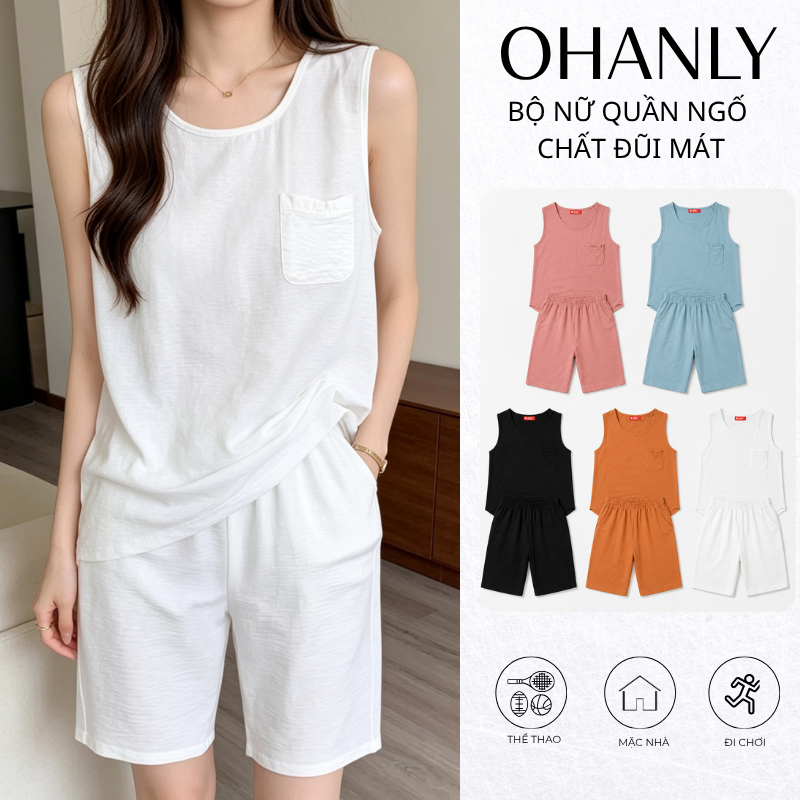 Bộ Đồ Nữ OHANLY – Bộ Nữ Quần Ngố Chất Đũi Mặc Nhà Form Suông Mát Nhẹ Basic Hàn Quốc