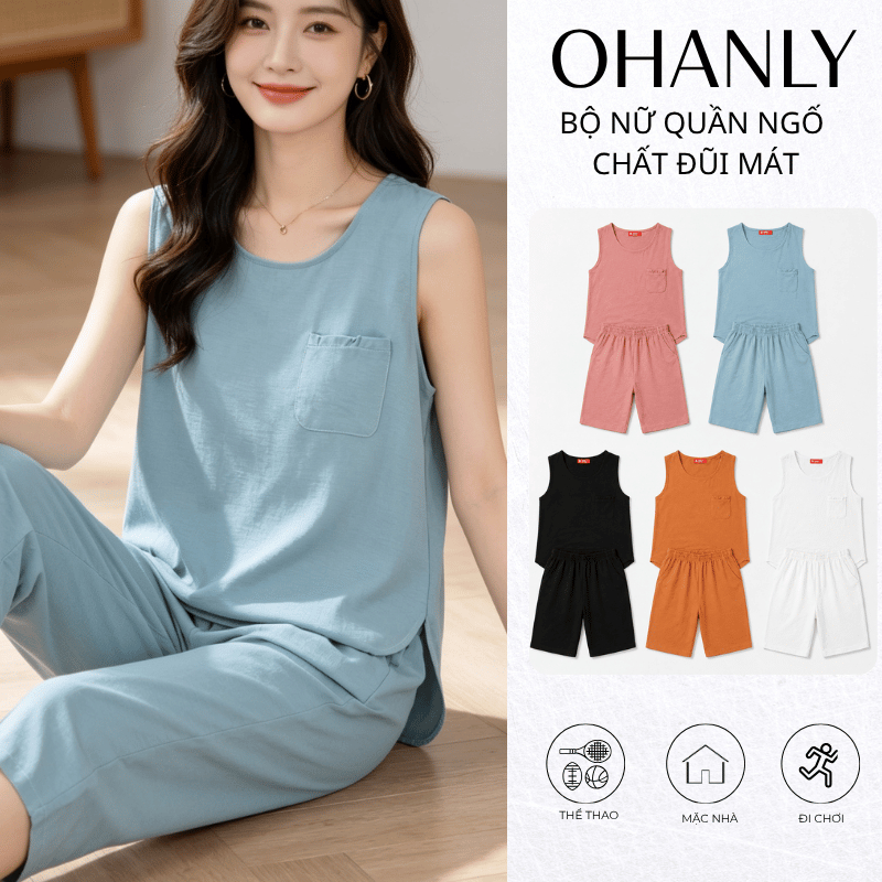 Bộ Đồ Nữ OHANLY – Bộ Nữ Quần Ngố Chất Đũi Mặc Nhà Form Suông Mát Nhẹ Basic Hàn Quốc