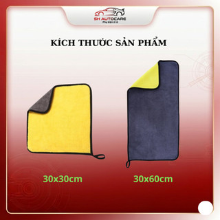 Khăn Lau Ô tô Siêu Thấm SH Autocare Khăn Lau Đa Năng Màu Vàng Xám 2 Lớp Cao Cấp Siêu Thấm Hút