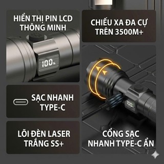 🔥 ĐÈN PIN MINI THẾ HỆ MỚI – SIÊU SÁNG, CHIẾU XA 3500M 🔥