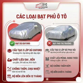 (Loại 1) Bạt Phủ Che Nắng Ô tô Vải Dù Tráng Bạc Oxford Cao Cấp 3 Lớp SH Autocare Chống Nắng Mưa Ô Tô