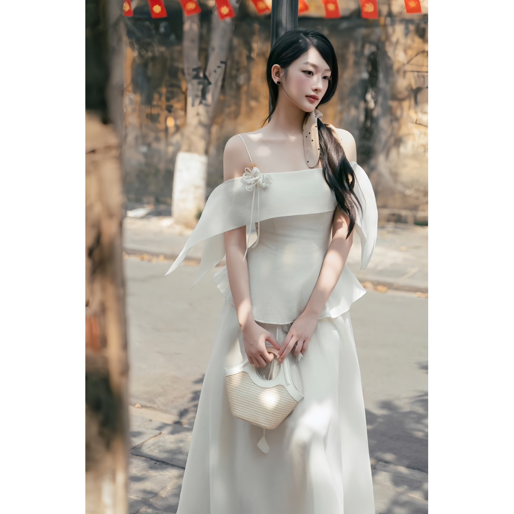 LASY Thời Trang Nữ| Set Áo Váy 2 Dây Vạt Dài Cách Điệu Chân Váy Xoè - Thiết Kế Nữ Tính Chuẩn Form