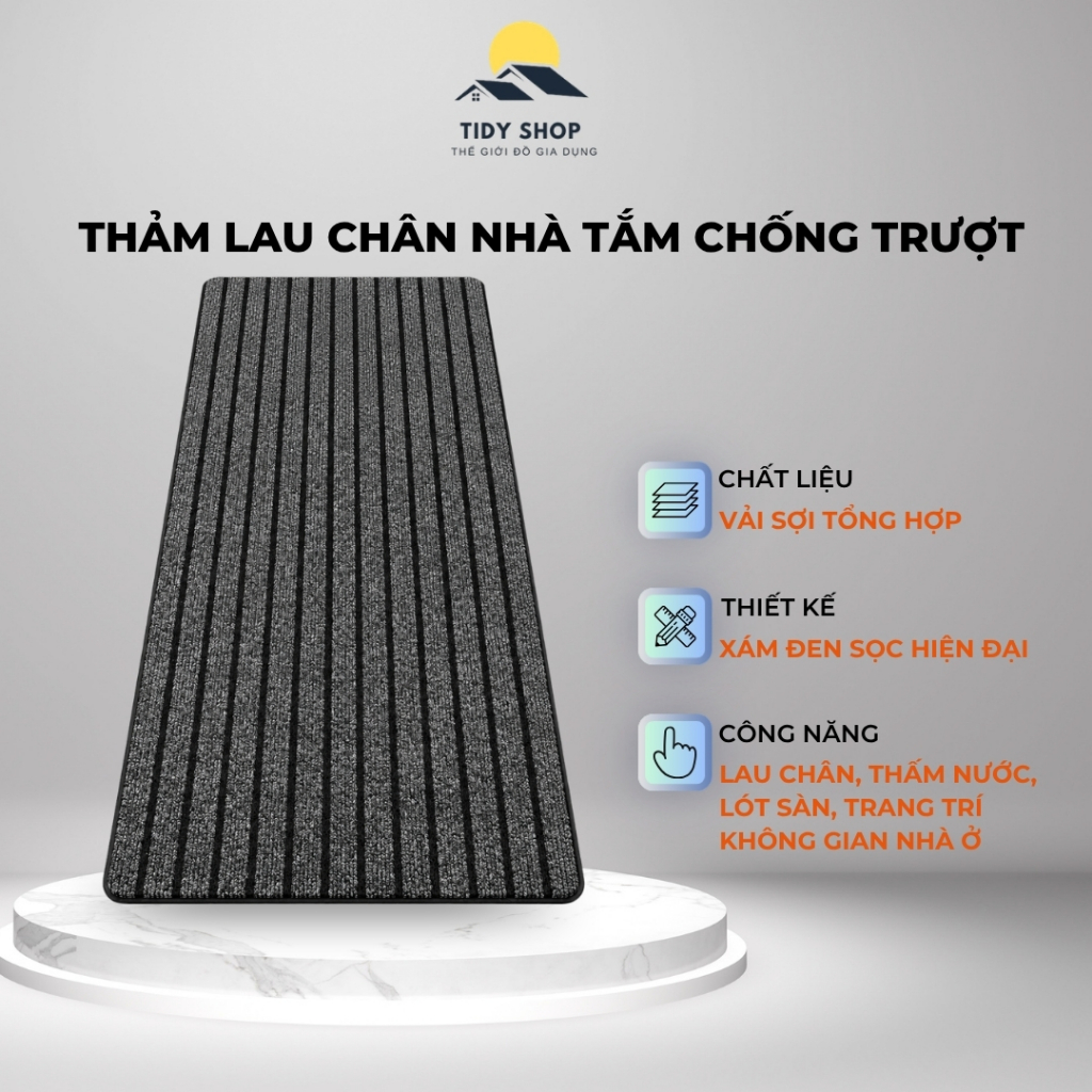 Thảm Sọc Thấm Nước Đặt Cửa Phòng Tắm, TIDY SHOP, Miếng Lót Sàn Lavabo Chống Xê Dịch, Thảm Dài Cho Nhà Bếp Phòng Giặt