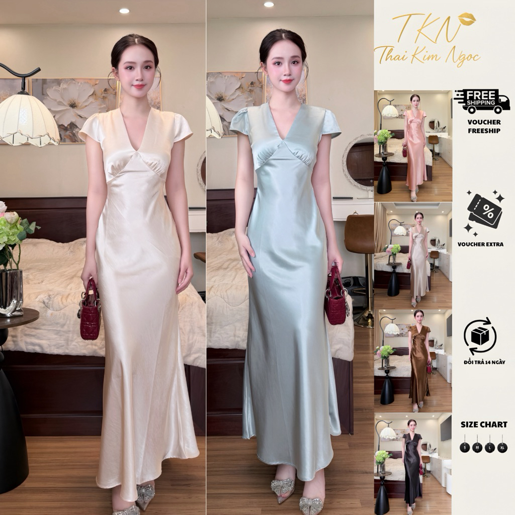 Đầm Lụa Dáng Dài Lụa Queen Không May Lót Có Dây Kéo Phù Hợp Đi Chơi Đi Tiệc Đi Biển Mùa Hè Tôn Dáng- BST HÈ- BELLA DRESS