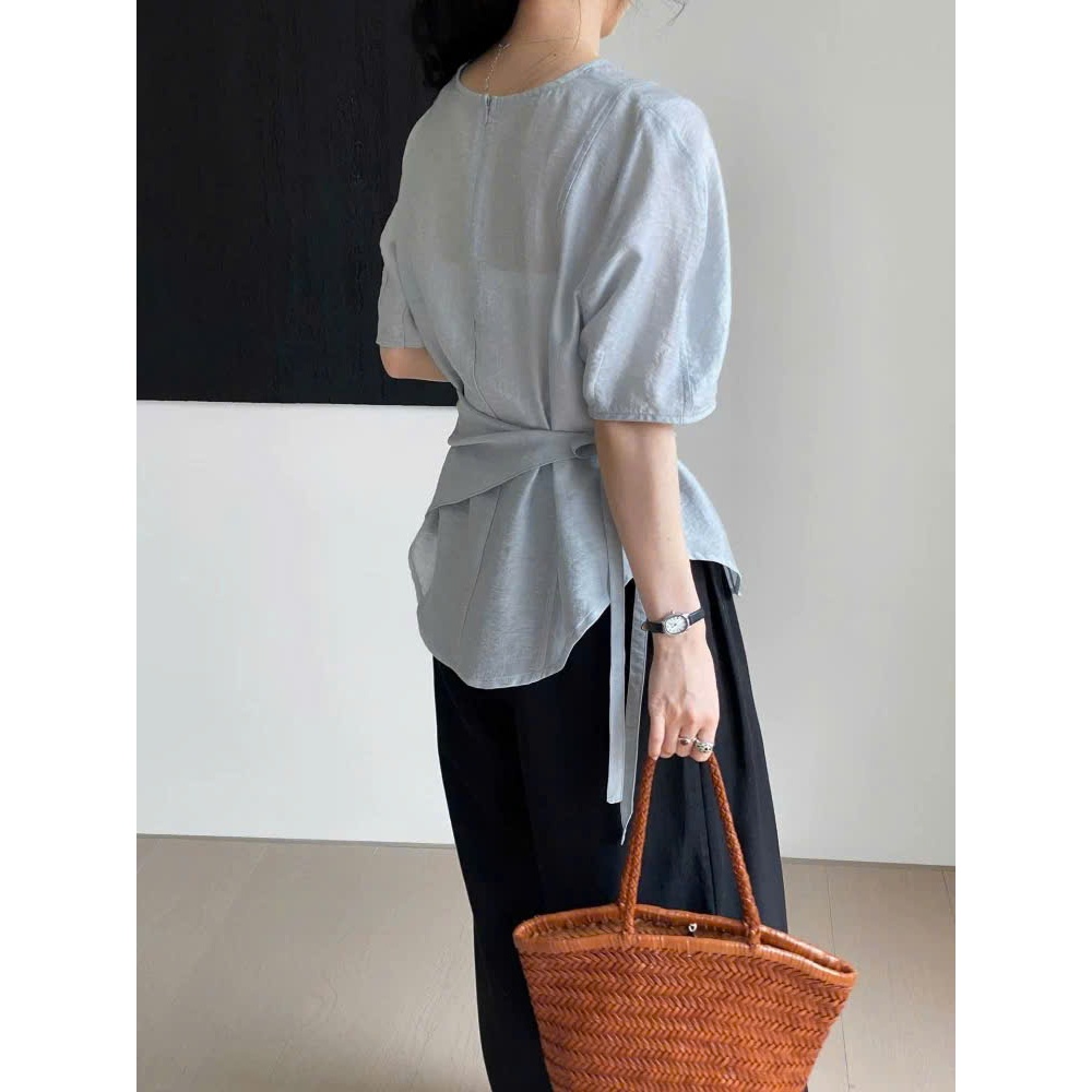 𝗧𝗶𝗲𝗻 𝗟𝗶𝗻𝗲𝗻- | BEELY | Áo Linen Tưng vân gỗ kèm tà