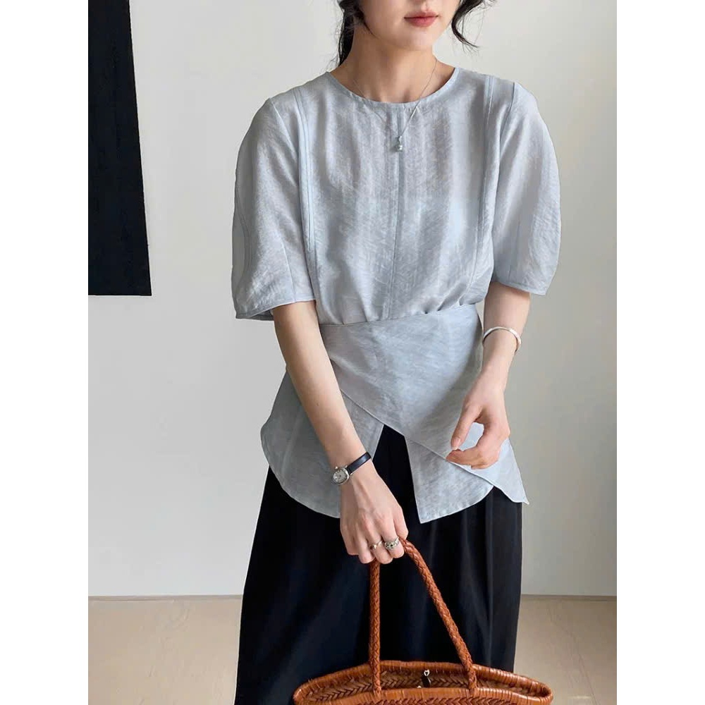 𝗧𝗶𝗲𝗻 𝗟𝗶𝗻𝗲𝗻- | BEELY | Áo Linen Tưng vân gỗ kèm tà