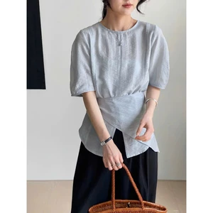 𝗧𝗶𝗲𝗻 𝗟𝗶𝗻𝗲𝗻- | BEELY | Áo Linen Tưng vân gỗ kèm tà