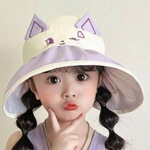 Nón Tai Bèo Vành Rộng Họa Tiết Hoạt Hình ,Gấp Gọn Thời Trang Hàn Quốc Đáng Yêu Dành Cho Bé Gái 17