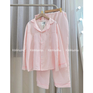 Bộ Bầu - bộ sau sinh - BỘ DÀI ĐŨI THÁI CỔ PIZAMA KẺ CARO NHỎ XINH - 4 Màu