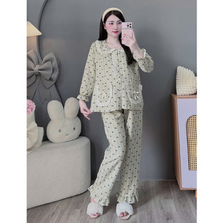 Bộ Bầu - bộ sau sinh - BỘ DÀI VÂN MÂY CỔ SEN NƠ TRẮNG HAI TÚI NƠ TRẮNG , Nhiều Màu, Áo Có Khoá Kéo & Quần Có Chun Chỉnh