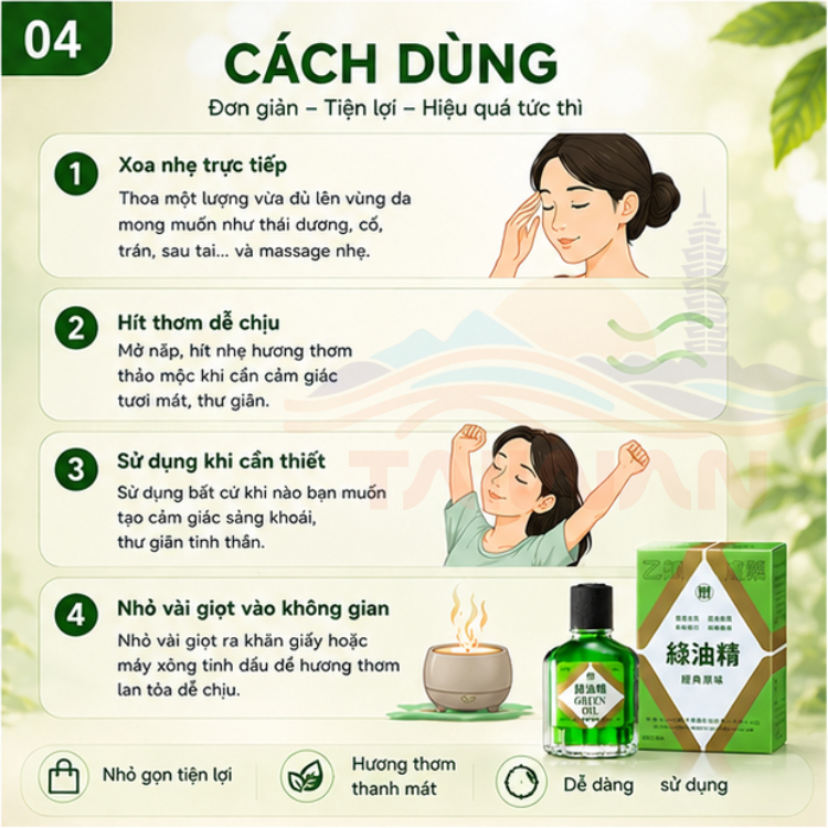 Cao dầu xanh Green Oil giúp giảm chóng mặt, nghẹt mũi, say tàu xe, côn trùng cắn13gram/hộp
