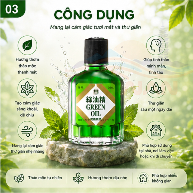 Cao dầu xanh Green Oil giúp giảm chóng mặt, nghẹt mũi, say tàu xe, côn trùng cắn13gram/hộp