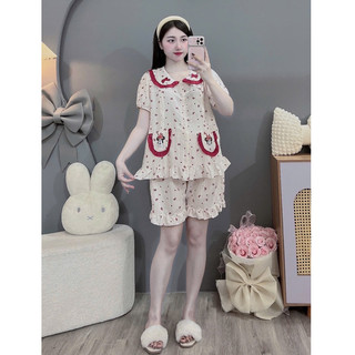 Bộ Bầu - bộ sau sinh -BỘ ĐÙI ĐŨI NHĂN CỔ SEN HAI TÚI MICKY - 4 Màu, Áo Có Khoá Kéo, Quần Có Chun Chỉnh
