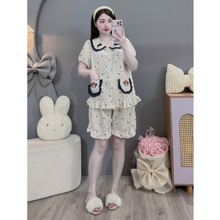 Bộ Bầu - bộ sau sinh -BỘ ĐÙI ĐŨI NHĂN CỔ SEN HAI TÚI MICKY - 4 Màu, Áo Có Khoá Kéo, Quần Có Chun Chỉnh