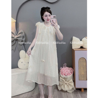 VÁY BẦU CỘC TAY TẰM BE ĐÍNH HOA HAI LỚP XINH