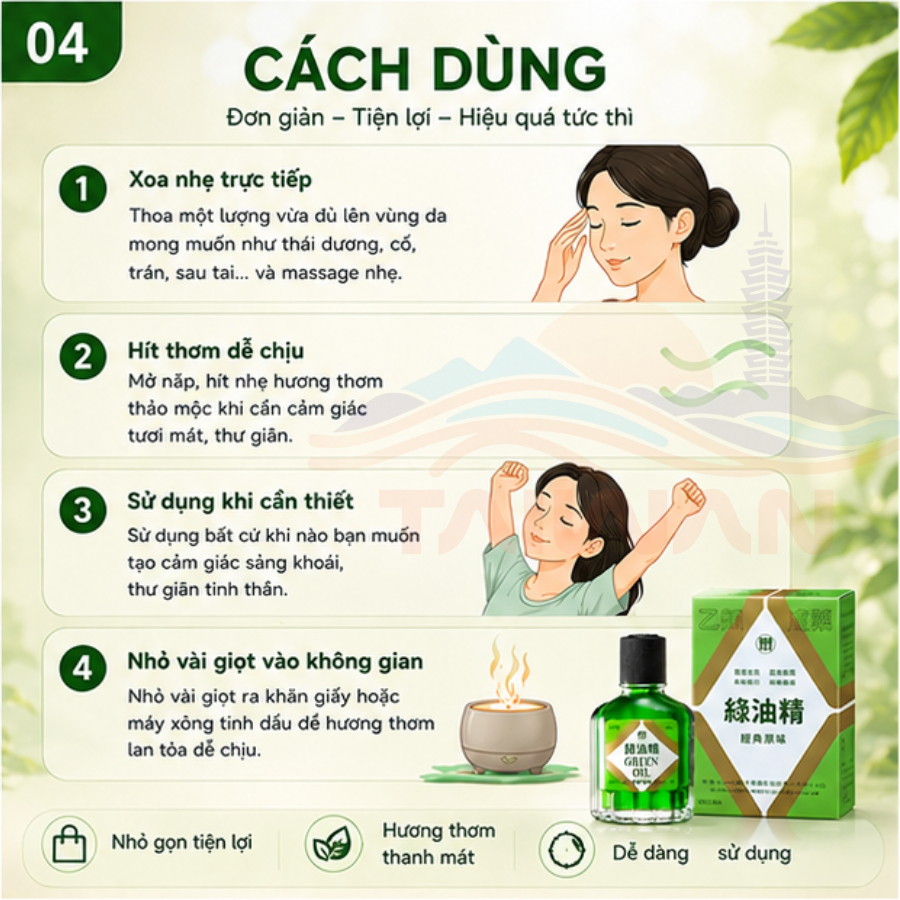 Dầu xanh thư giãn Đài Loan các loại