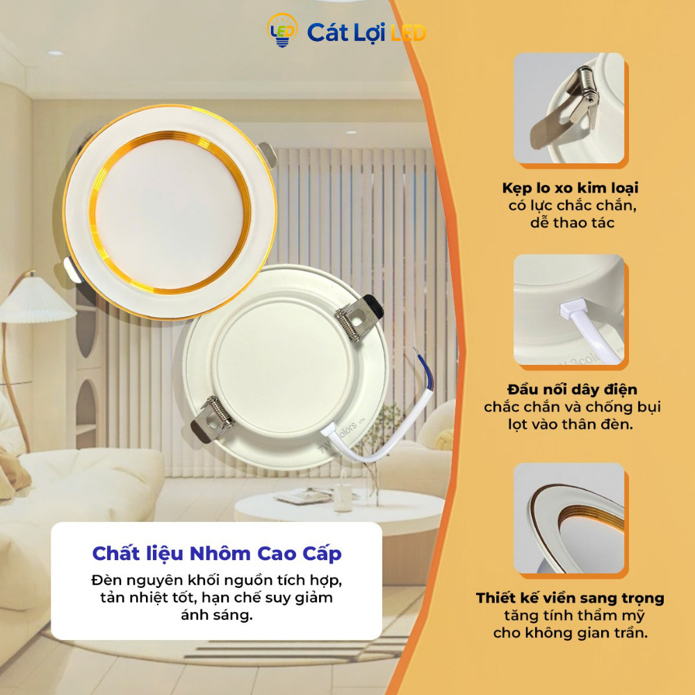 Đèn LED Âm Trần, Âm Tường 9W, Chất Liệu Thạch Cao, Sáng 3 Màu Đèn