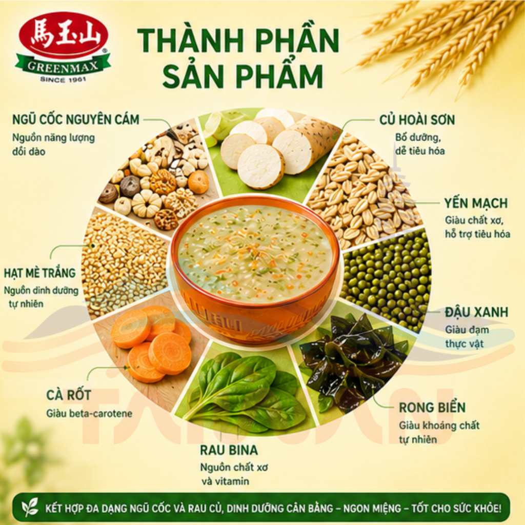 Ngũ cốc Greenmax Đài Loan dinh dưỡng cháo ăn liền buổi sáng các loại