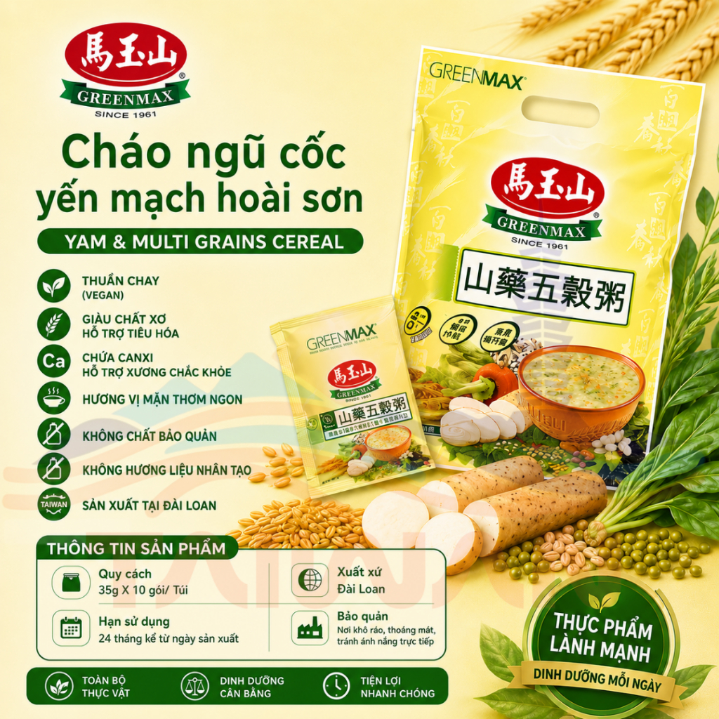 Ngũ cốc Greenmax Đài Loan dinh dưỡng cháo ăn liền buổi sáng các loại