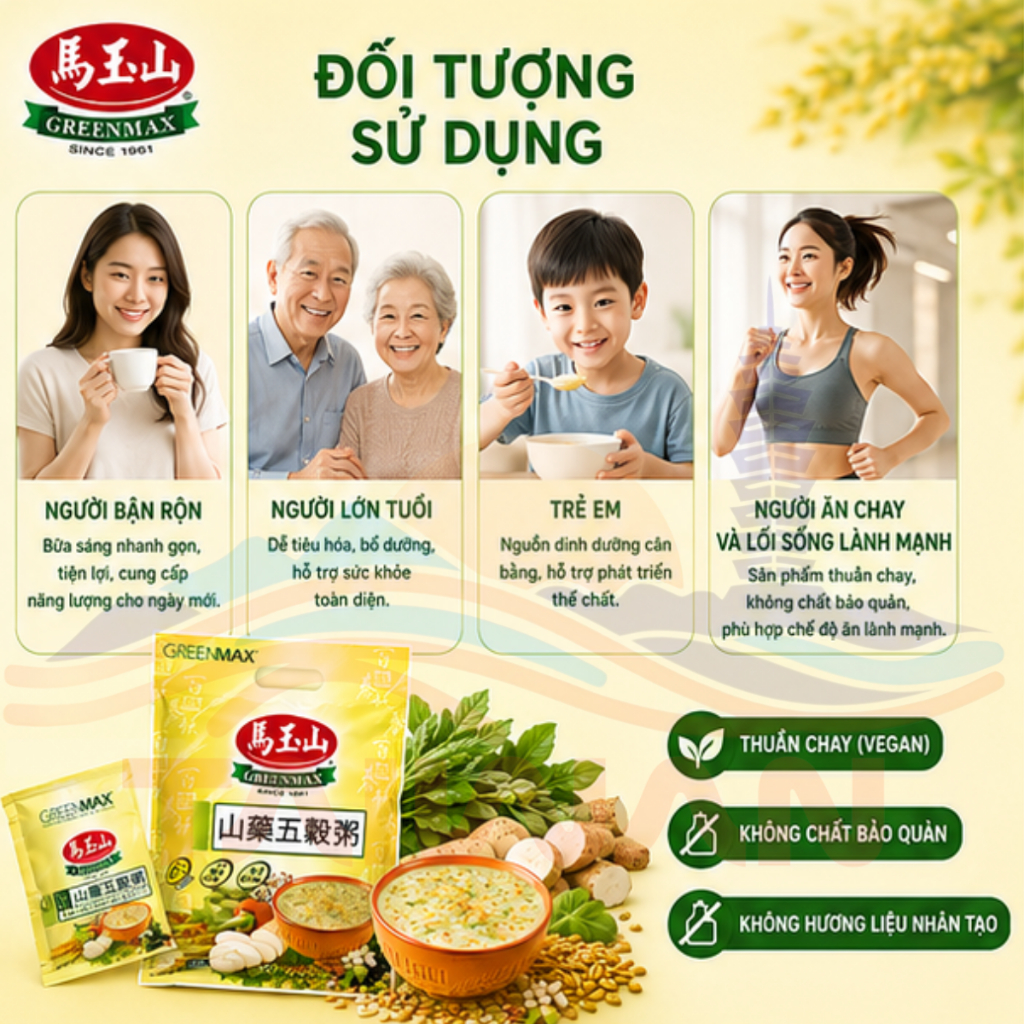 Ngũ cốc Greenmax Đài Loan dinh dưỡng cháo ăn liền buổi sáng các loại