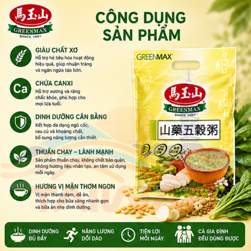 Ngũ cốc Greenmax Đài Loan dinh dưỡng cháo ăn liền buổi sáng các loại