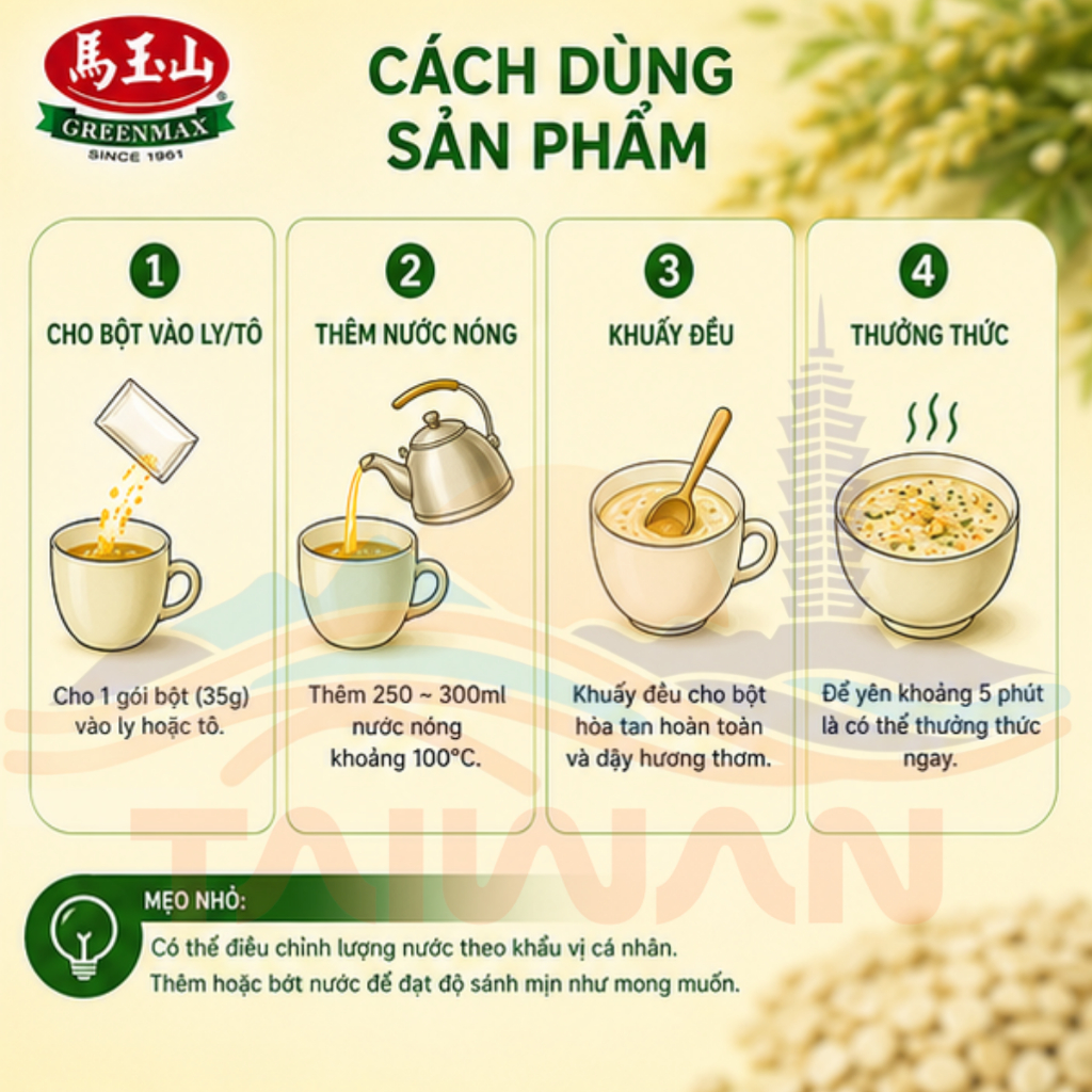 Ngũ cốc Greenmax Đài Loan dinh dưỡng cháo ăn liền buổi sáng các loại