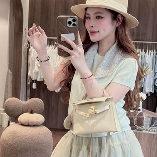 VMY Studio - Áo len montoghi tay ngắn cổ tròn phối khăn sang trọng, áo thun cổ tròn phối khăn tiểu thư QC nữ