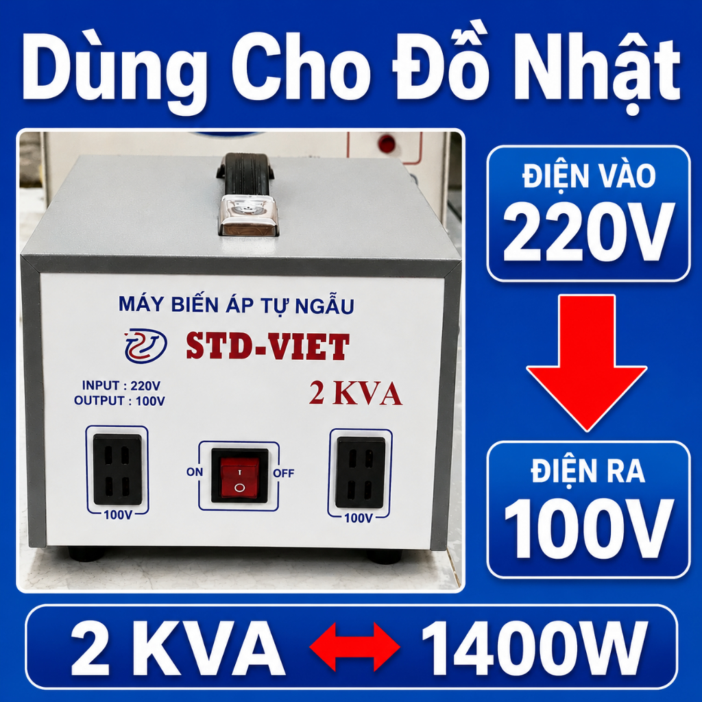 Bộ chuyển đổi điện 220V Sang  110V  Chuyên dùng cho đồ Nhật Bãi. Biến áp đổi điện 220V sang 100V
