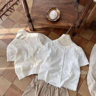 VMY Studio - Áo thun babydoll ren hoa nổi from xòe mềm mịn xinh xắn trẻ trung QCCC nữ