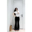 Sét áo Thun Trơn Dáng Babytee Màu Trắng + Kèm Quần Cạp Chun Dài Ống Loe Chất Cotton Mềm Co Dãn