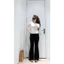 Sét áo Thun Trơn Dáng Babytee Màu Trắng + Kèm Quần Cạp Chun Dài Ống Loe Chất Cotton Mềm Co Dãn