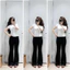Sét Áo Thun trơn Cổ Tròn Dáng Babytee Mix Quần Dài Ống Loe Mặc Đi Chơi Sang Chảnh