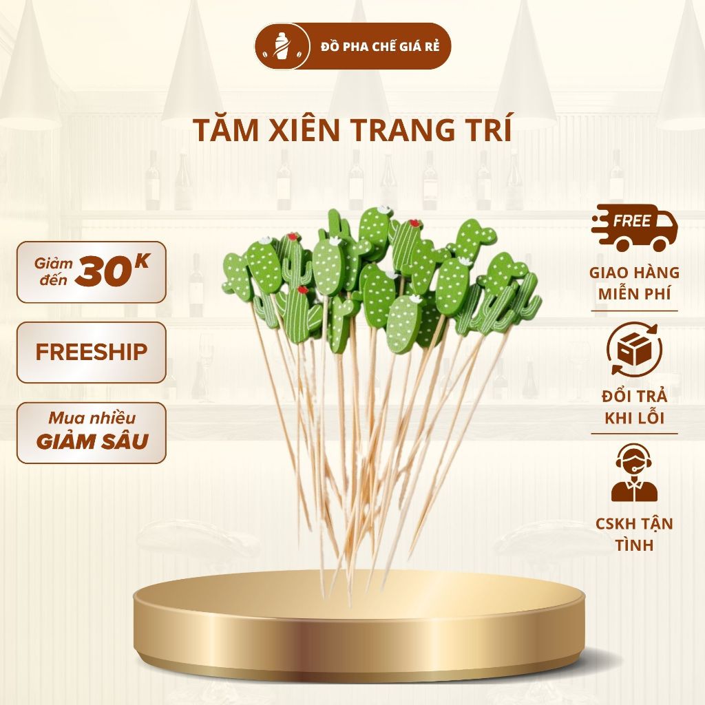 Set 50 tăm xiên trang trí bánh, cocktail, đồ uống, trái cây hình thù đáng yêu