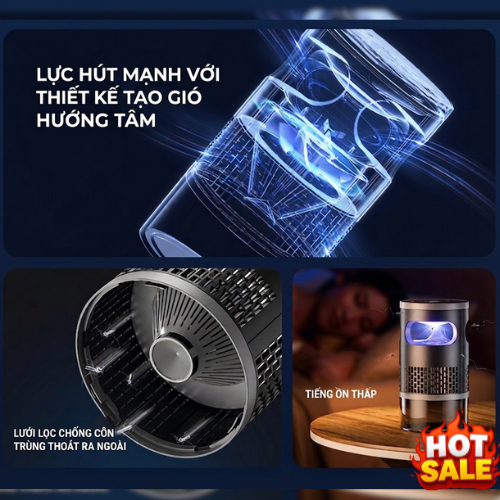 Đèn Hút Muỗi Bắt Côn Trùng Bằng Công Nghệ Sinh Học Kiêm Đèn Ngủ MX-06. BH 12 tháng, tặng kèm củ sạc 5V-1A