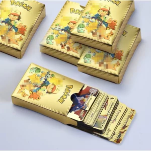 Bộ 55 Thẻ Bài Pokemon Kim Loại Màu Vàng Kim Vmax GX TOMI 278