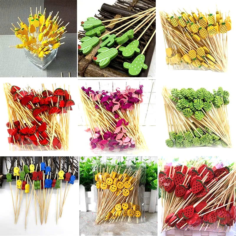 Set 50 tăm xiên trang trí bánh, cocktail, đồ uống, trái cây hình thù đáng yêu
