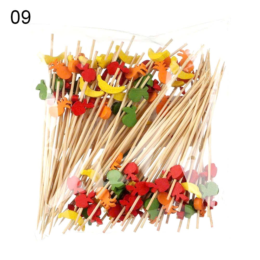 Set 50 tăm xiên trang trí bánh, cocktail, đồ uống, trái cây hình thù đáng yêu