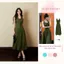 Đầm Maxi Cổ Sơ Mi Sát Nách Màu Xanh Rêu, Váy Xòe Dáng Dài Hàng Nút Thiết Kế Thanh Lịch - Élan Sweet