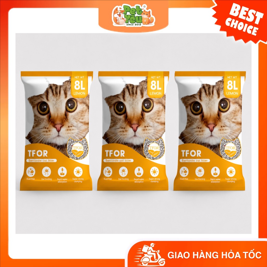 ( TẢI 6 GÓI ) Cát vệ sinh cho mèo TFOR Túi 8L 3.5KG vón tốt, khử mùi hiệu quả
